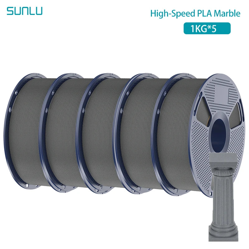 SUNLU 5KG High Speed PLA Marble Filament 1.75mm +/- 0.02 mm 1kg Spool (2.2lbs) High Speed Printing Filament Fit Most FDM Printer