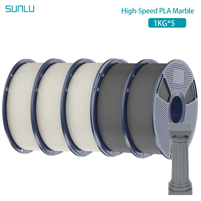 SUNLU 5KG High Speed PLA Marble Filament 1.75mm +/- 0.02 mm 1kg Spool (2.2lbs) High Speed Printing Filament Fit Most FDM Printer