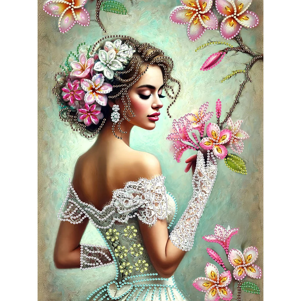 30*40cm Elegant Luxury Woman 5D DIY Partial Special Shaped Drill Diamond Painting Kit Rhinestone Diamond Painting Home Decor