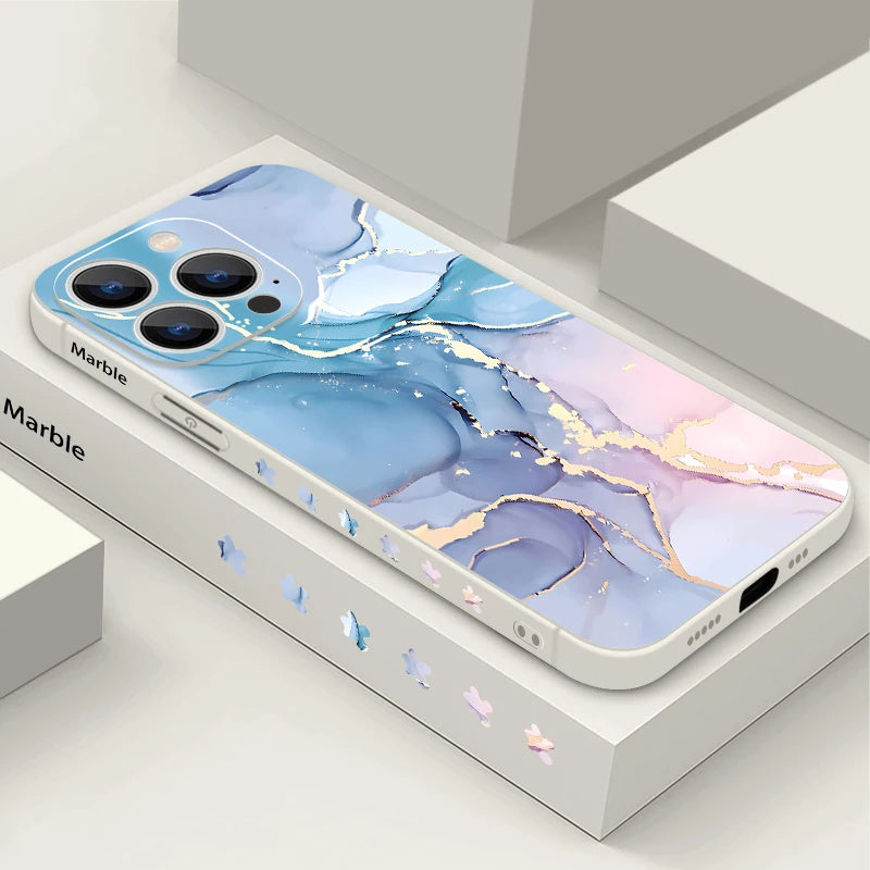 Marble Case For iPhone 15 Pro Max Coque Luxury Watercolor Shockproof Soft Cover For iPhone 16 17 14 13 12 Pro Max 11 16E 17 Air