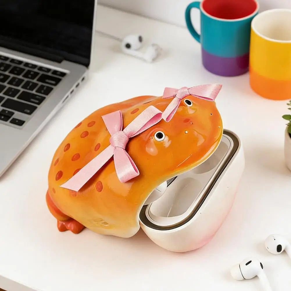 Bow Frog Earbud Case for AirPods 1/2/3/4/Pro 1/2/3 Bluetooth-compatible Earphone Charging Case Cover Headphone Protective Shell