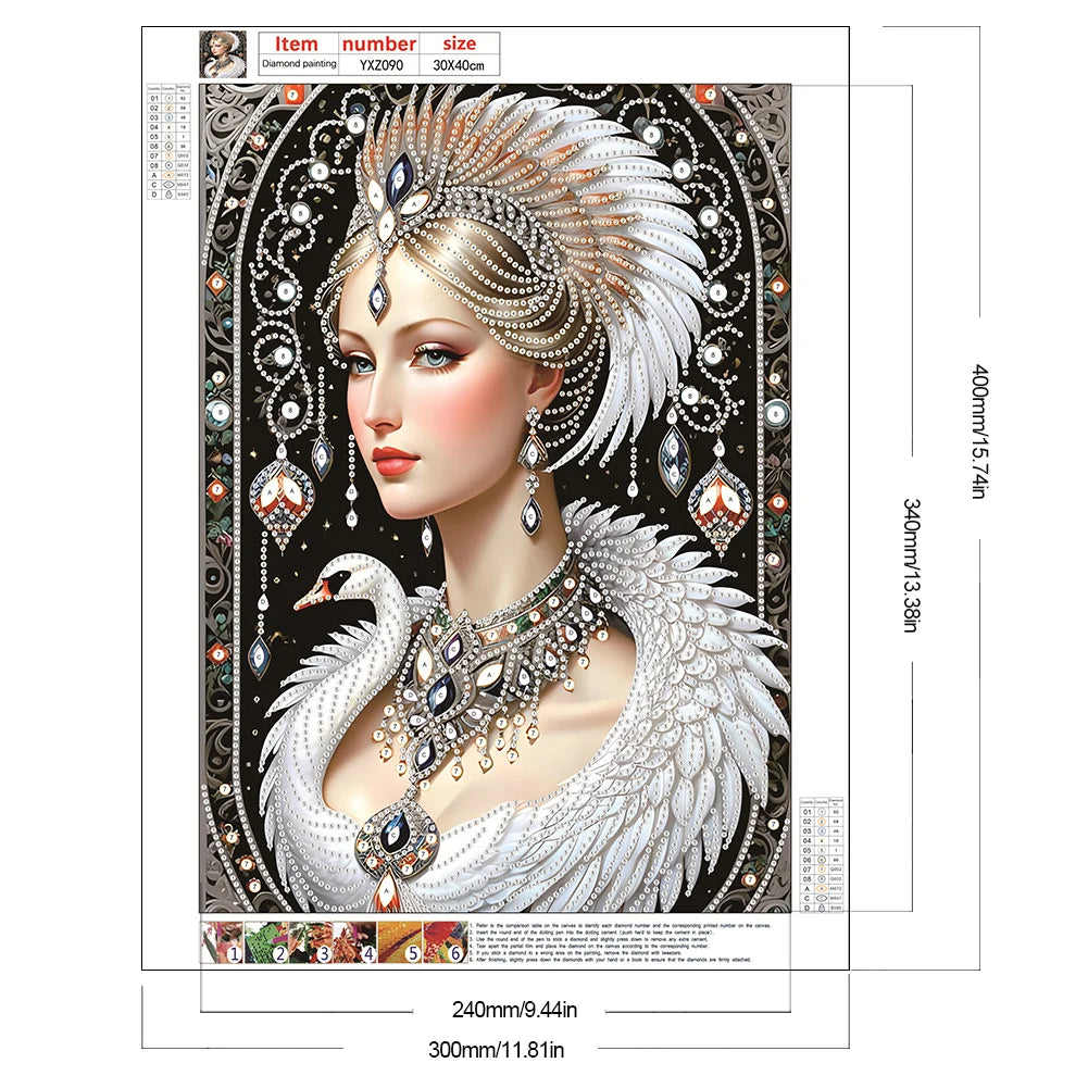 30*40cm Elegant Luxury Woman 5D DIY Partial Special Shaped Drill Diamond Painting Kit Rhinestone Diamond Painting Home Decor