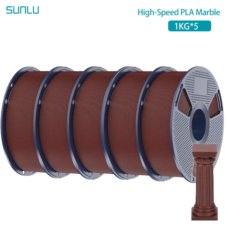 SUNLU 5KG High Speed PLA Marble Filament 1.75mm +/- 0.02 mm 1kg Spool (2.2lbs) High Speed Printing Filament Fit Most FDM Printer