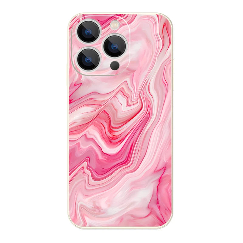 Marble Case For iPhone 15 Pro Max Coque Luxury Watercolor Shockproof Soft Cover For iPhone 16 17 14 13 12 Pro Max 11 16E 17 Air