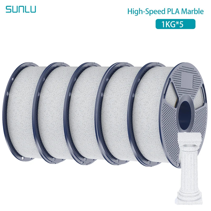 SUNLU 5KG High Speed PLA Marble Filament 1.75mm +/- 0.02 mm 1kg Spool (2.2lbs) High Speed Printing Filament Fit Most FDM Printer