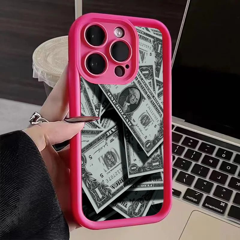 Black Bamboo Full-Coverage Banknote Design Silicone Phone Case For iPhone 17 16 15 14 13 12 11 Pro Max 16 Plus 16E 17 Air Cover