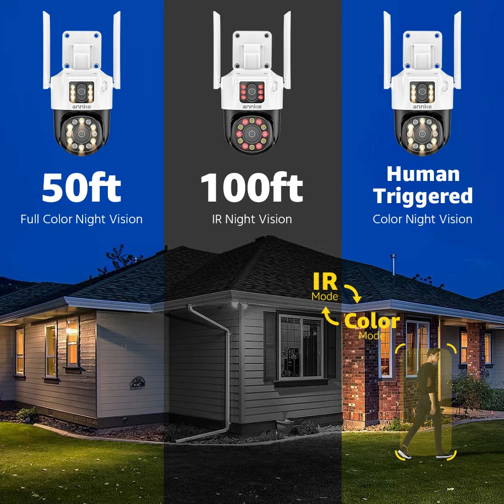 ANNKE 6MP Wifi IP Camera Dual Lens 2.4G camera security wifi Auto Tracking Human Detection Color Night Vision ONVIF PT Camera