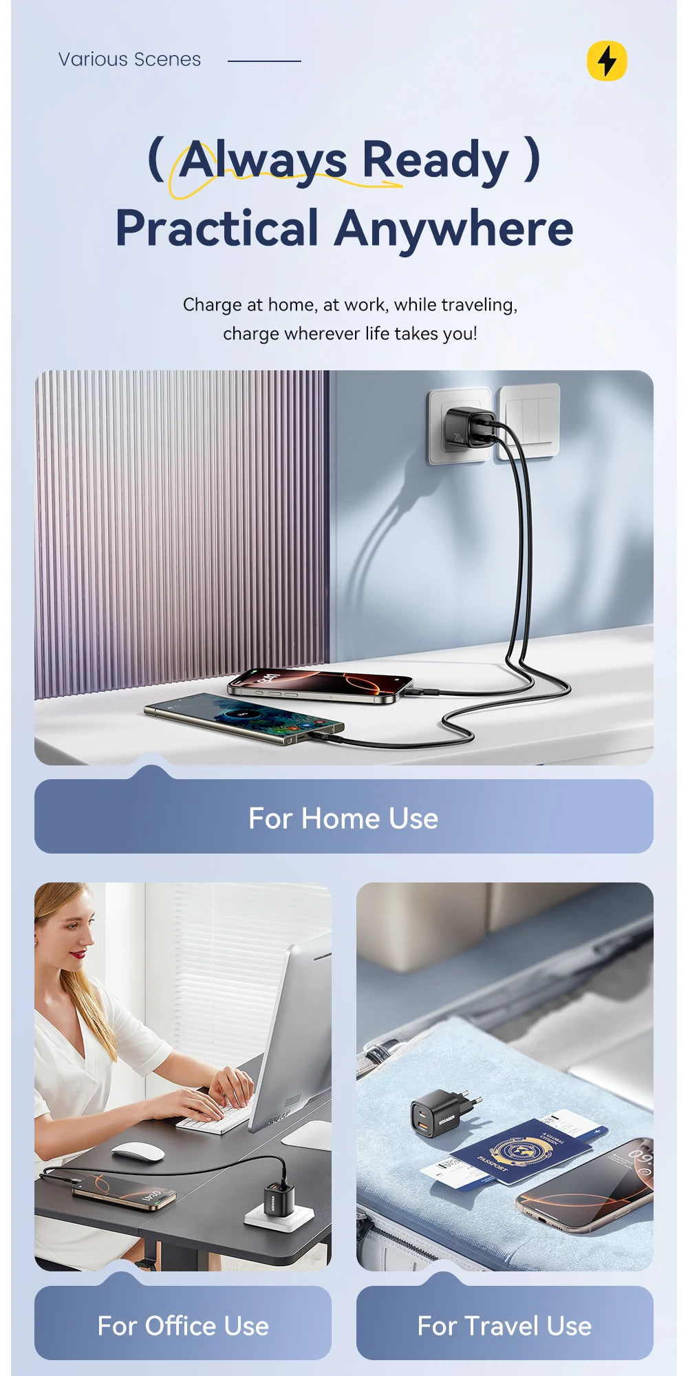 Essager 20W USB C chargeur Portable Type C chargeur Support PD charge rapide pour iPhone 16 15 14 13 12 11 Pro Max 8 chargeur rapide