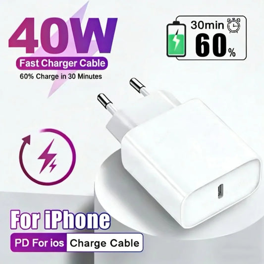 Chargeur rapide PD 40W pour iPhone 16 15 11 12 13 14 17 Pro Max Plus Air, câble de charge rapide USB C Type C, chargeur de téléphone