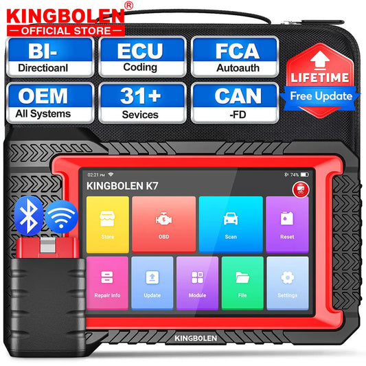 2026 New KINGBOLEN K7 CAN FD ALL System car Diagnostic Tools ECU Coding Bi-directional 28 Reset Lifetime Free PK X431 CRP919E BT