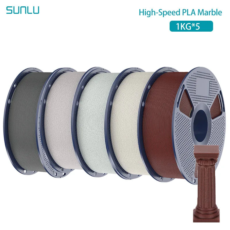SUNLU 5KG High Speed PLA Marble Filament 1.75mm +/- 0.02 mm 1kg Spool (2.2lbs) High Speed Printing Filament Fit Most FDM Printer