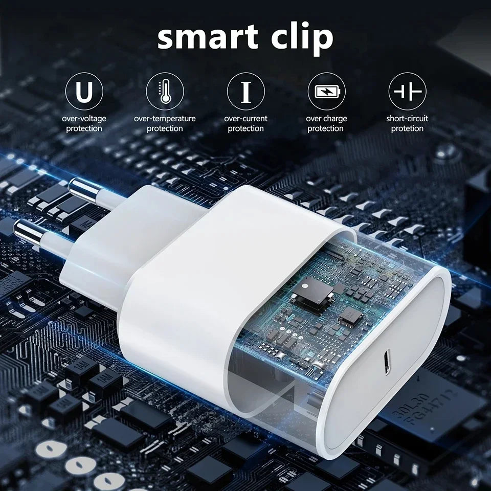 Chargeur rapide PD 35w pour iPhone 13 Pro 14 Plus 11 12 mini XS Max XR X iPad Air câble de charge rapide USB-C adaptateur d'alimentation