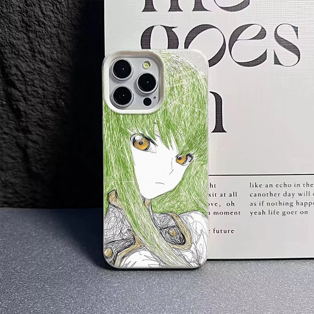 luxury comic Sketch Of Anime Character Soft Case protection for iPhone 17 16 15 13 12 11 14 17 Pro Max Coque