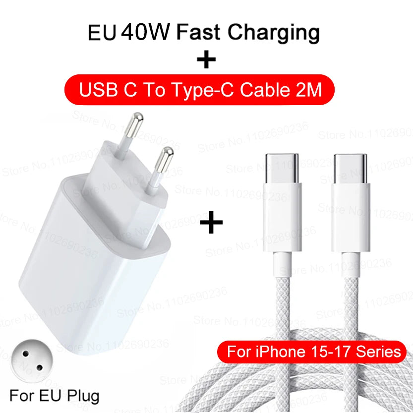 PD 40W téléphone chargeur rapide pour iPhone 17 16 15 14 13 12 11 Pro Max 8 Plus iPad Charge rapide Type C câble de Charge USB C ligne de données