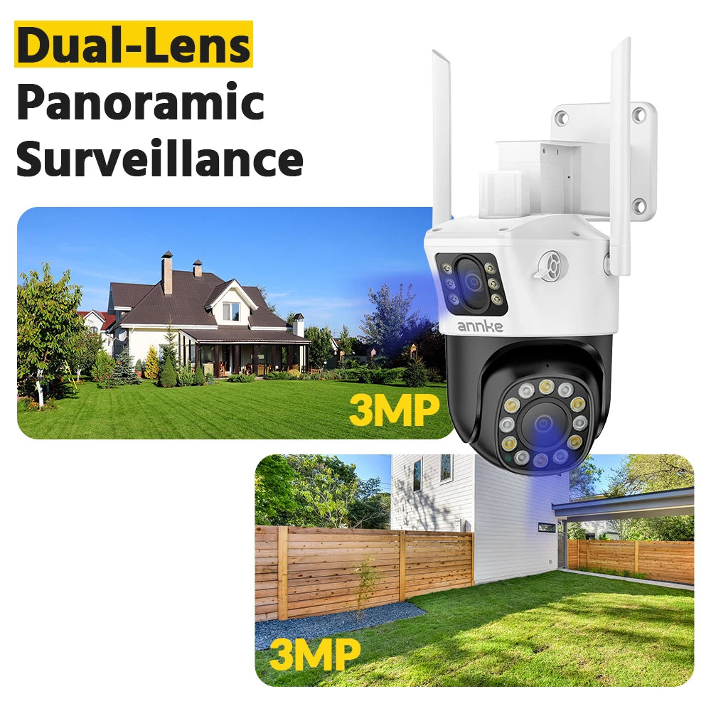 ANNKE 6MP Wifi IP Camera Dual Lens 2.4G camera security wifi Auto Tracking Human Detection Color Night Vision ONVIF PT Camera