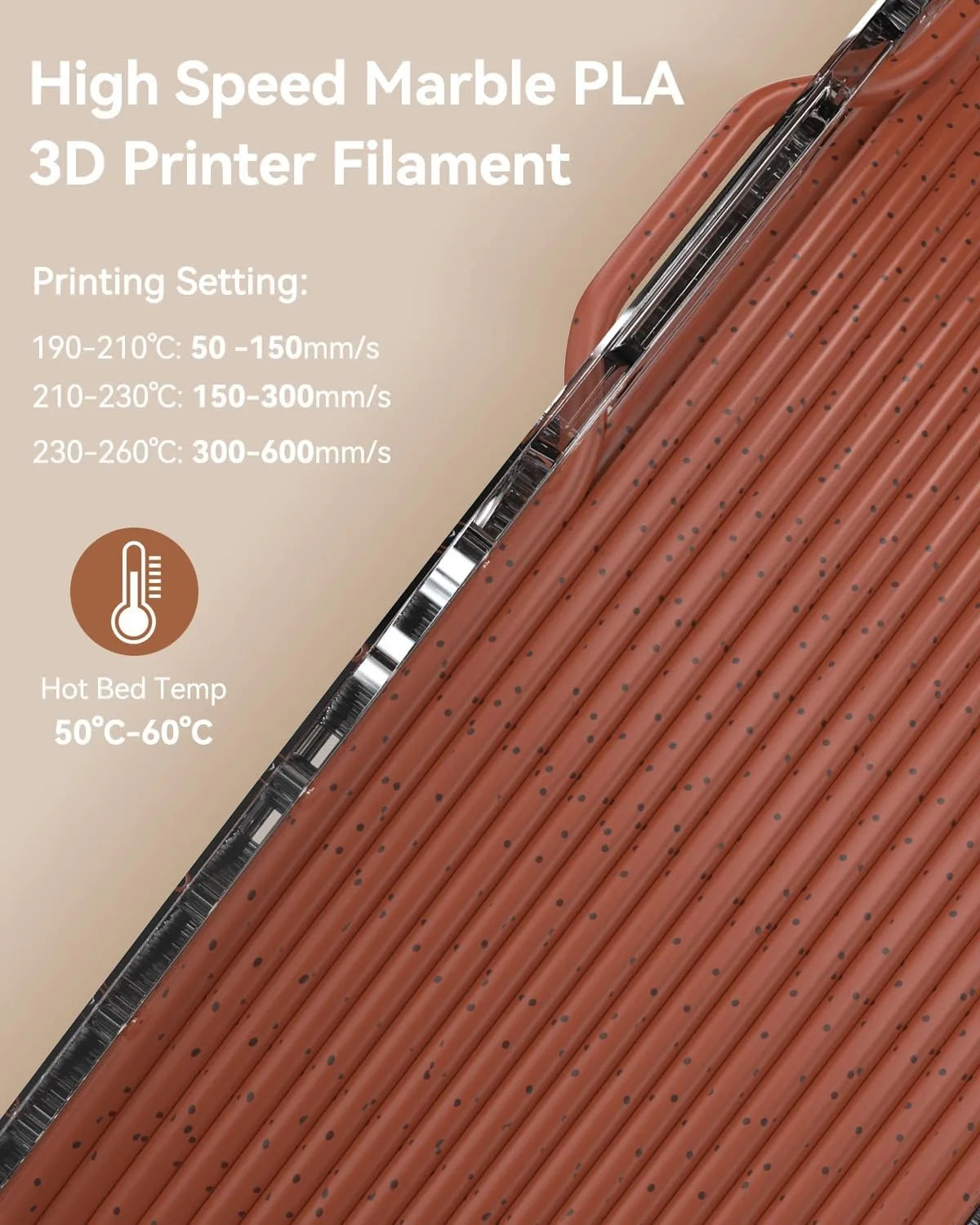 SUNLU 5KG High Speed PLA Marble Filament 1.75mm +/- 0.02 mm 1kg Spool (2.2lbs) High Speed Printing Filament Fit Most FDM Printer