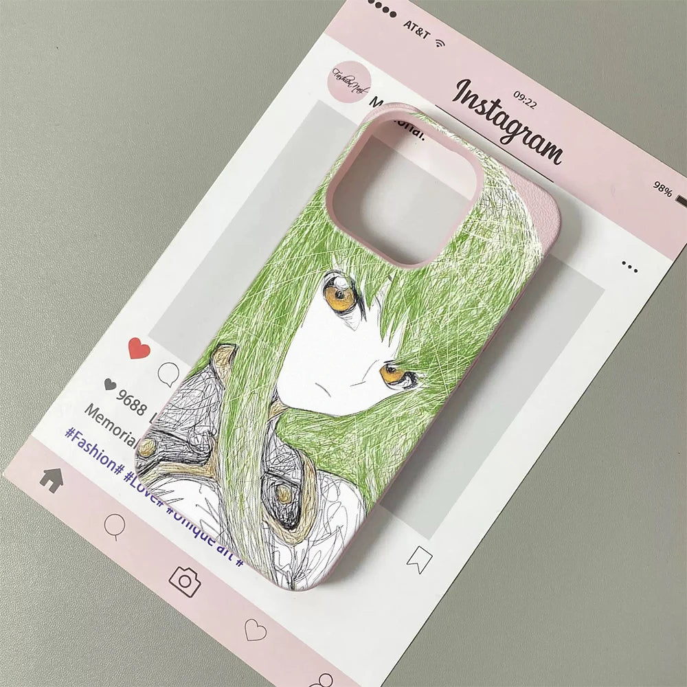 luxury comic Sketch Of Anime Character Soft Case protection for iPhone 17 16 15 13 12 11 14 17 Pro Max Coque