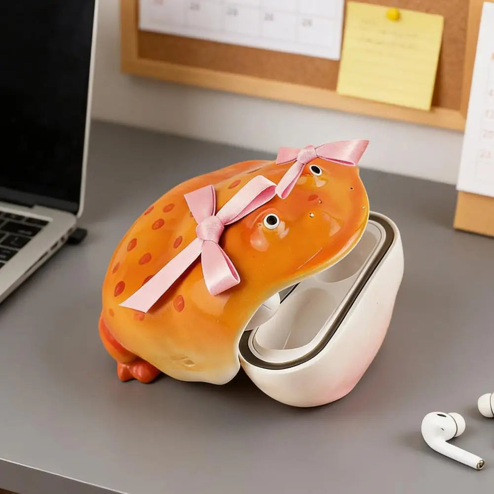 Bow Frog Earbud Case for AirPods 1/2/3/4/Pro 1/2/3 Bluetooth-compatible Earphone Charging Case Cover Headphone Protective Shell
