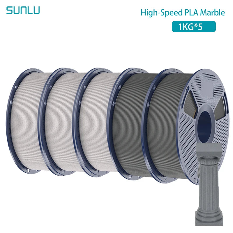 SUNLU 5KG High Speed PLA Marble Filament 1.75mm +/- 0.02 mm 1kg Spool (2.2lbs) High Speed Printing Filament Fit Most FDM Printer