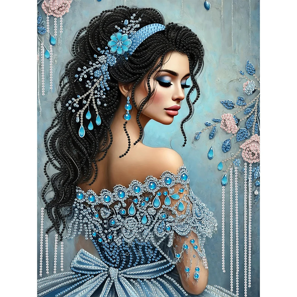 30*40cm Elegant Luxury Woman 5D DIY Partial Special Shaped Drill Diamond Painting Kit Rhinestone Diamond Painting Home Decor