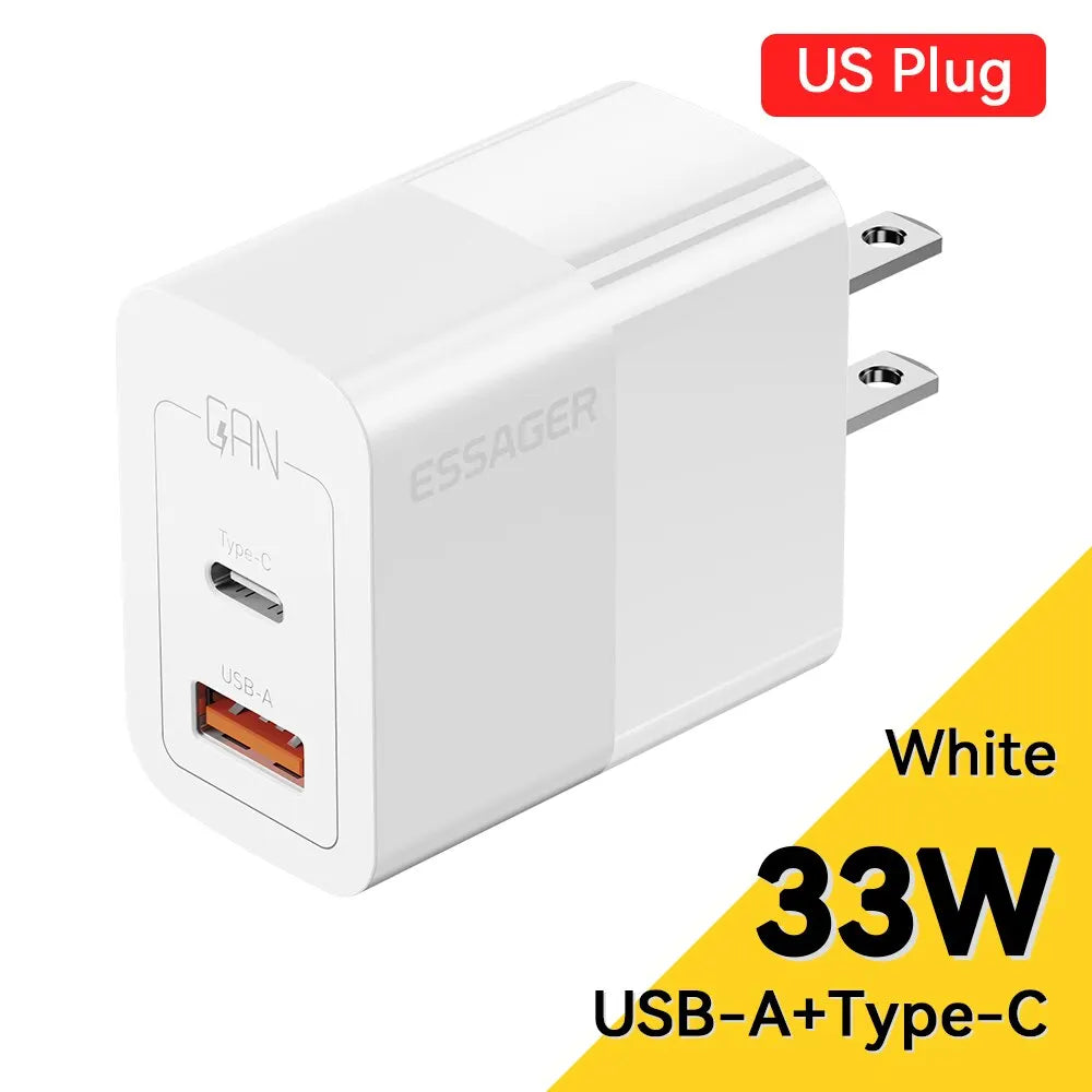 Essager-Chargeur USB Type-C, Charge Rapide PD, GaN, 33W, iPhone 14 13 12 11 Pro Max XS 8 P, iPad Pro Air iPad Mini
