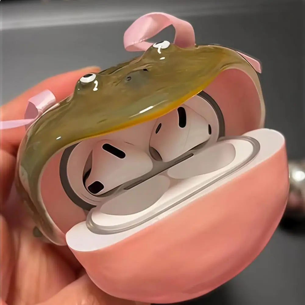 Bow Frog Earbud Case for AirPods 1/2/3/4/Pro 1/2/3 Bluetooth-compatible Earphone Charging Case Cover Headphone Protective Shell