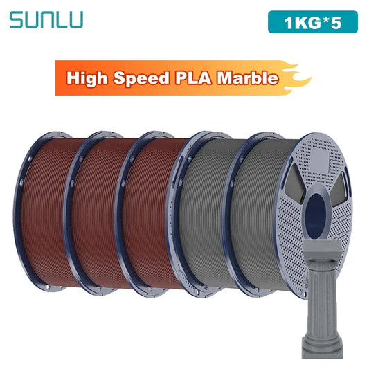 SUNLU 5KG High Speed PLA Marble Filament 1.75mm +/- 0.02 mm 1kg Spool (2.2lbs) High Speed Printing Filament Fit Most FDM Printer
