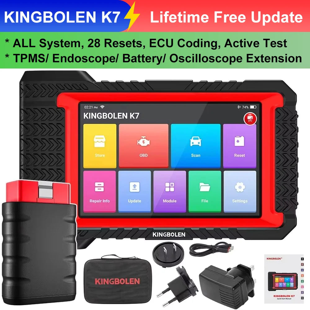 2026 New KINGBOLEN K7 CAN FD ALL System car Diagnostic Tools ECU Coding Bi-directional 28 Reset Lifetime Free PK X431 CRP919E BT