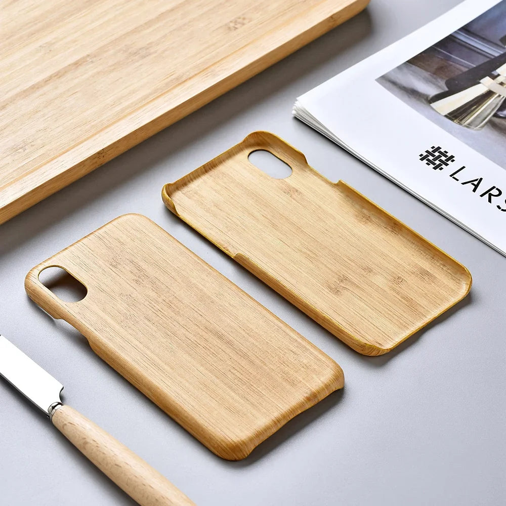 Real Wood Case for iPhone 17 Air 16 15 14 13 12 Mini 11 Pro Max XS XR Natural Bamboo Phone Cover With Ring buckle Shell Funda