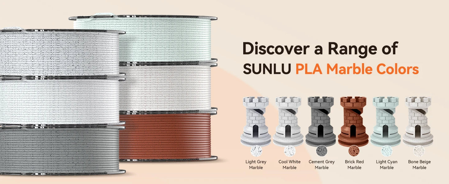 SUNLU 5KG High Speed PLA Marble Filament 1.75mm +/- 0.02 mm 1kg Spool (2.2lbs) High Speed Printing Filament Fit Most FDM Printer