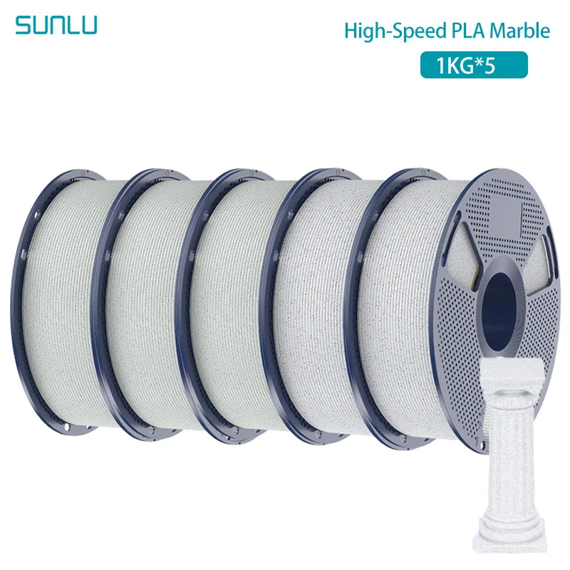 SUNLU 5KG High Speed PLA Marble Filament 1.75mm +/- 0.02 mm 1kg Spool (2.2lbs) High Speed Printing Filament Fit Most FDM Printer