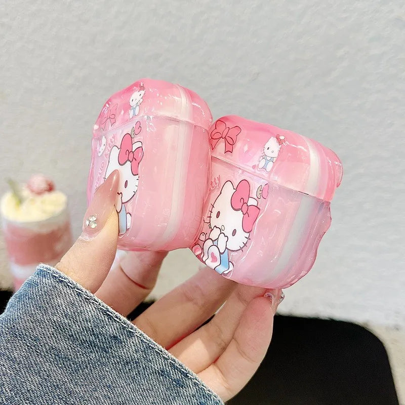 Cute Hello Kitty Earphone Case for Airpods 4 Pro 2 1 2 3 Pro3 Wireless Bluetooth Headset Protective Cover with Pendant