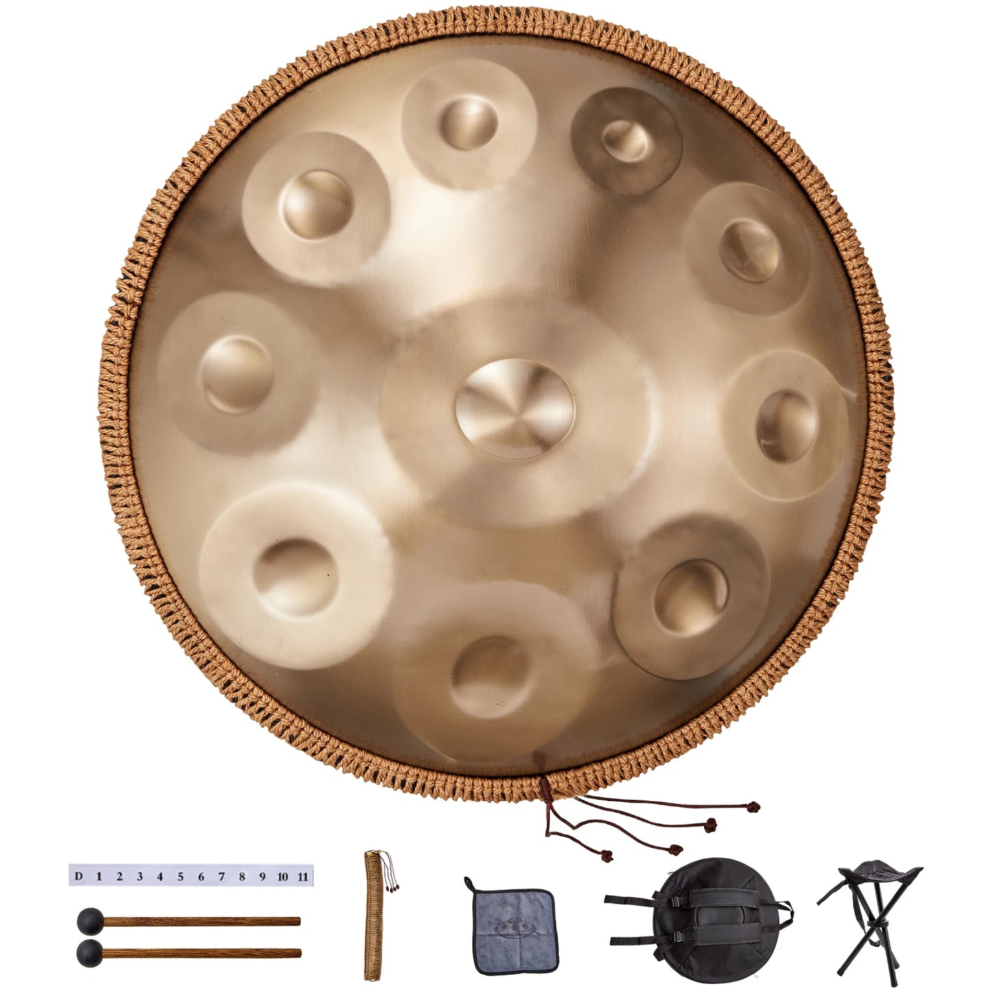 SucceBuy Handpan Drum 22 in D Minor Hand Drum Hand Pan Drum Instrument with Mallets Steel Healing Sound Drum for  Beginners