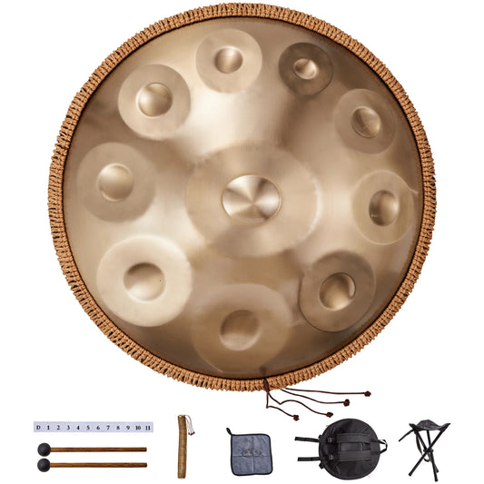 SucceBuy Handpan Drum 22 in D Minor Hand Drum Hand Pan Drum Instrument with Mallets Steel Healing Sound Drum for  Beginners