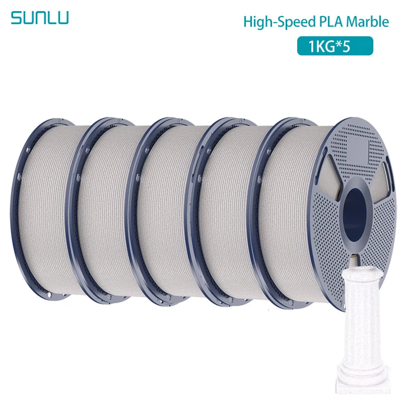 SUNLU 5KG High Speed PLA Marble Filament 1.75mm +/- 0.02 mm 1kg Spool (2.2lbs) High Speed Printing Filament Fit Most FDM Printer