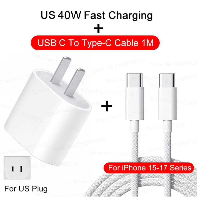 PD 40W téléphone chargeur rapide pour iPhone 17 16 15 14 13 12 11 Pro Max 8 Plus iPad Charge rapide Type C câble de Charge USB C ligne de données
