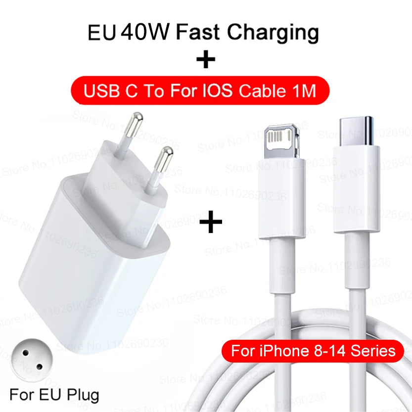 PD 40W téléphone chargeur rapide pour iPhone 17 16 15 14 13 12 11 Pro Max 8 Plus iPad Charge rapide Type C câble de Charge USB C ligne de données