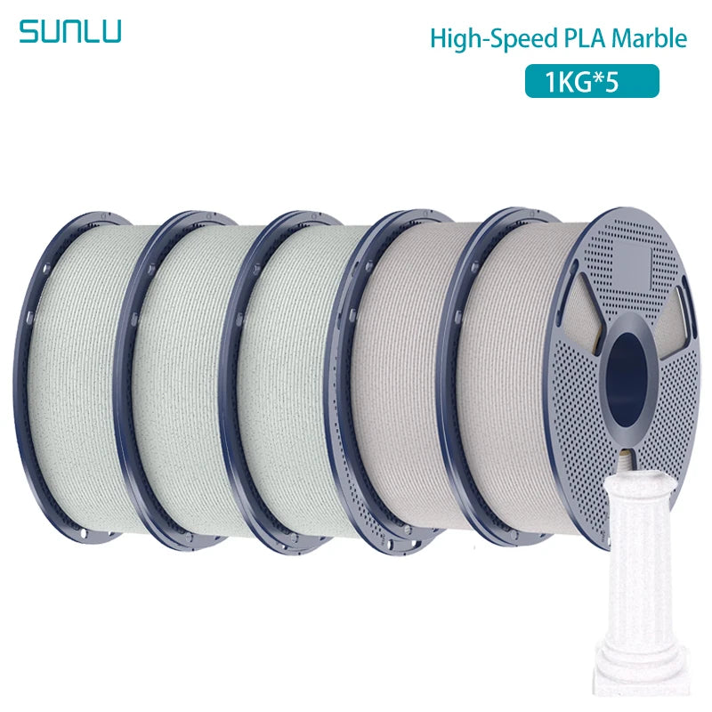 SUNLU 5KG High Speed PLA Marble Filament 1.75mm +/- 0.02 mm 1kg Spool (2.2lbs) High Speed Printing Filament Fit Most FDM Printer