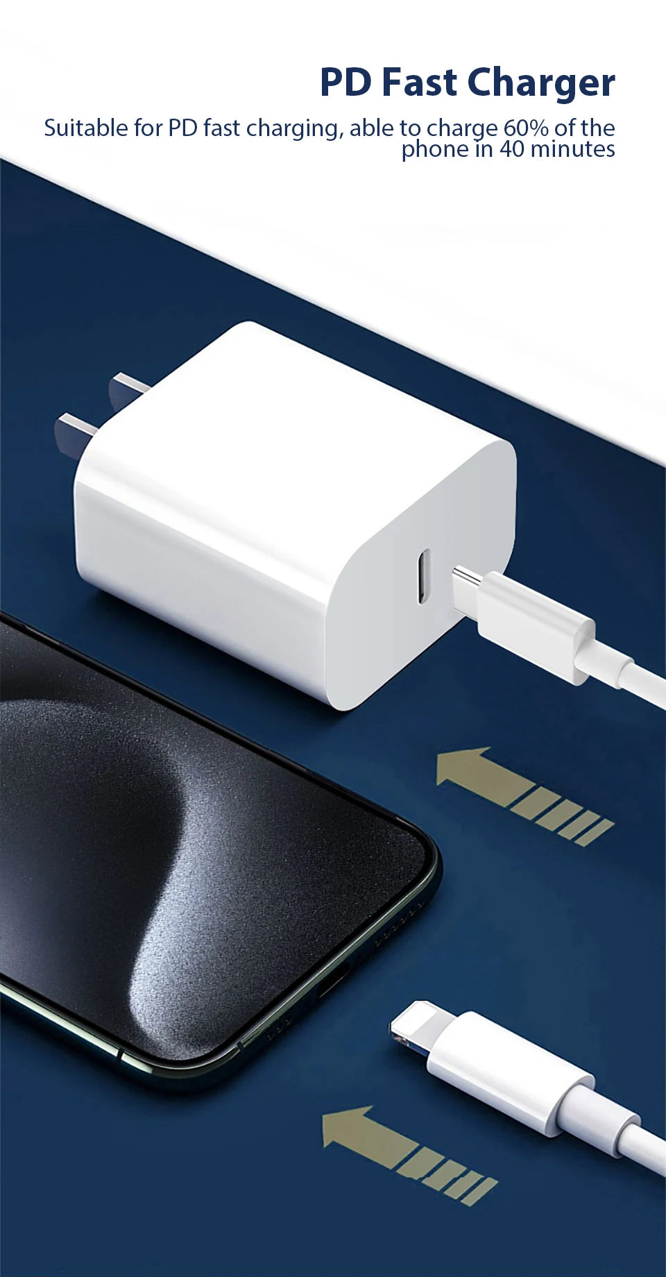 Chargeur rapide PD 30W pour iPhone 14 13 12, câble de charge rapide USB C vers Lightning pour iPhone 17 16 15 Pro Max, adaptateur d'alimentation de Type C