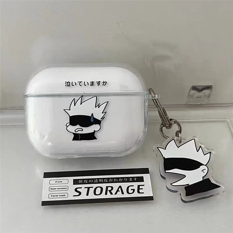 Anime Gojo Satoru Earphone Case For AirPods 1 2 Pro Pro2 3 4 J-Jujutsus Wireless Bluetooth Headset Clear Soft Cover