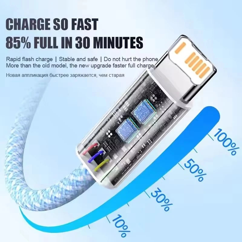 Câble PD de Charge rapide 35W, pour iPhone 13 14 Pro Max 11 12 mini X XR XS Max 7 8 Plus, câbles tressés de données USB-C de Charge rapide 1m 2m