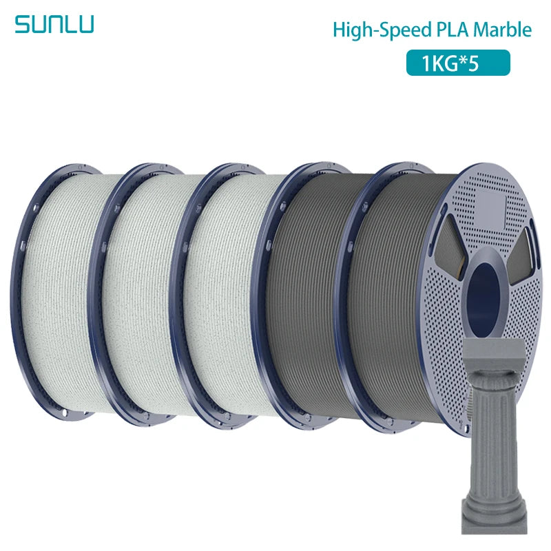 SUNLU 5KG High Speed PLA Marble Filament 1.75mm +/- 0.02 mm 1kg Spool (2.2lbs) High Speed Printing Filament Fit Most FDM Printer