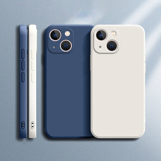 Square Square Liquid Silicone Phone Case for iPhone 14 Plus 11 12 13 14 Pro Max 12 13 mini Luxury Camera Protective Cover