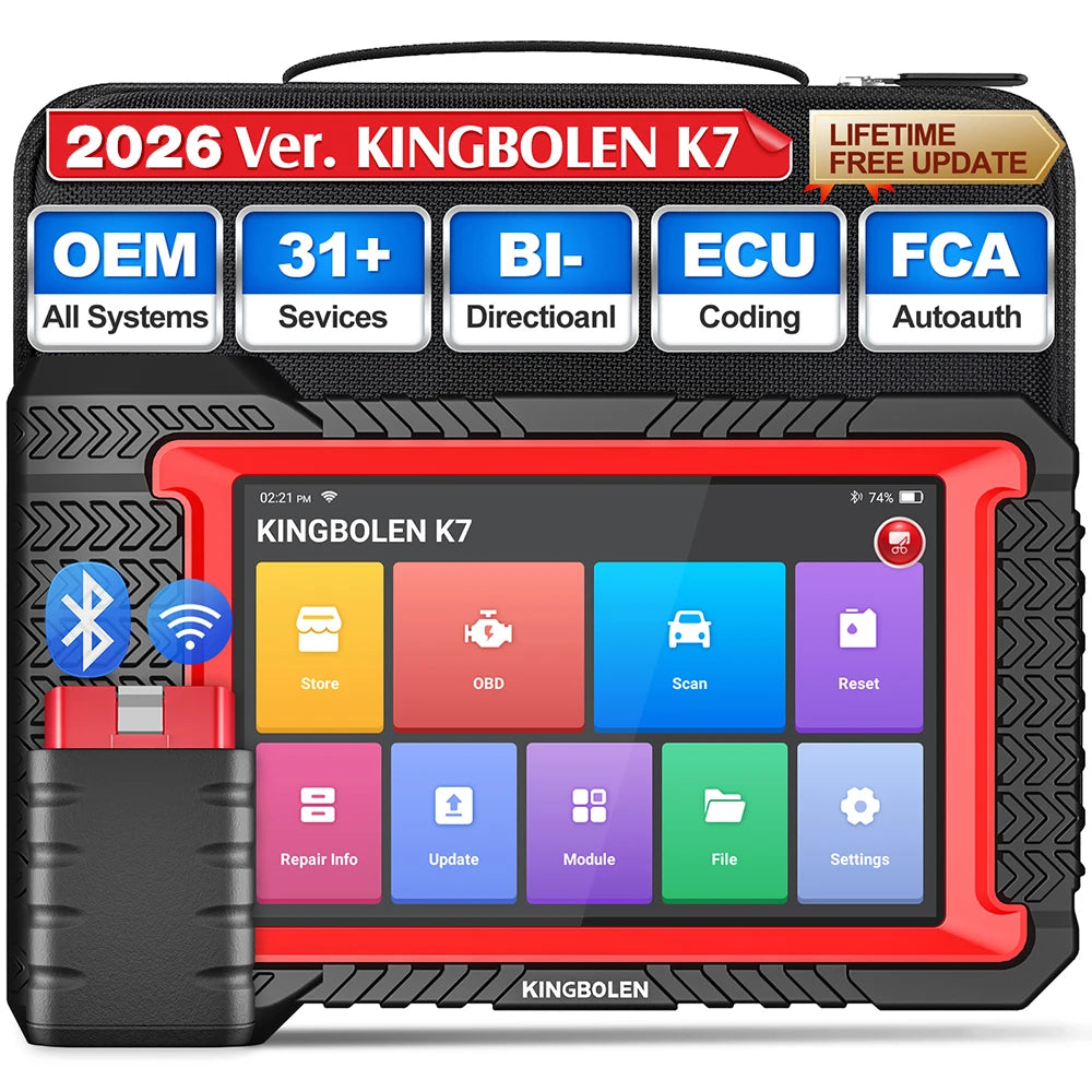 2026 New KINGBOLEN K7 CAN FD ALL System car Diagnostic Tools ECU Coding Bi-directional 28 Reset Lifetime Free PK X431 CRP919E BT