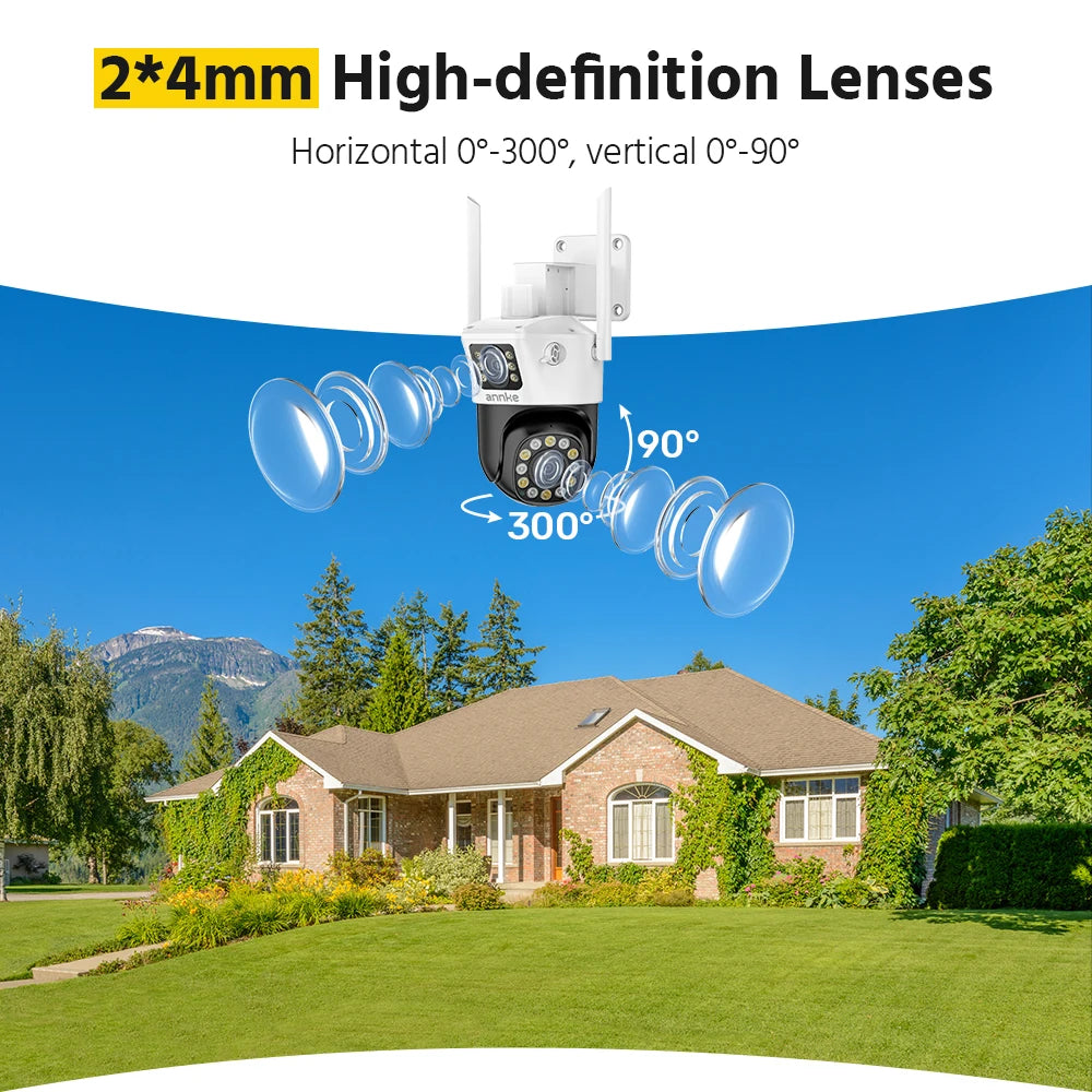 ANNKE 6MP Wifi IP Camera Dual Lens 2.4G camera security wifi Auto Tracking Human Detection Color Night Vision ONVIF PT Camera