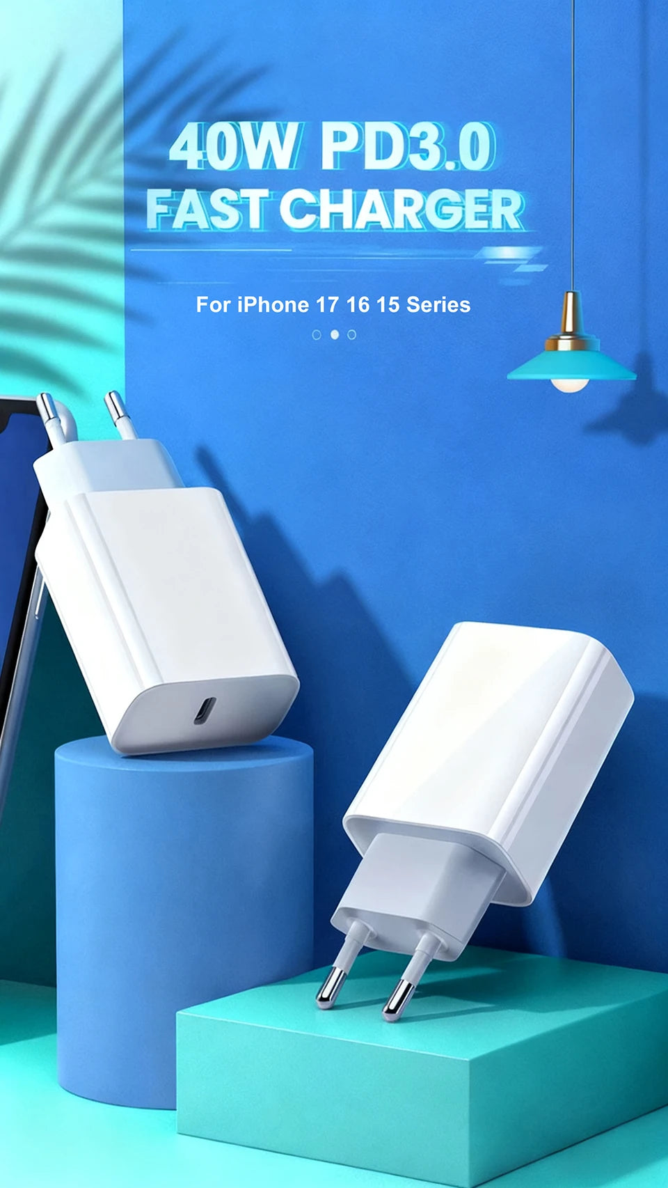 Chargeur rapide PD 40W pour iPhone 16 15 11 12 13 14 17 Pro Max Plus Air, câble de charge rapide USB C Type C, chargeur de téléphone