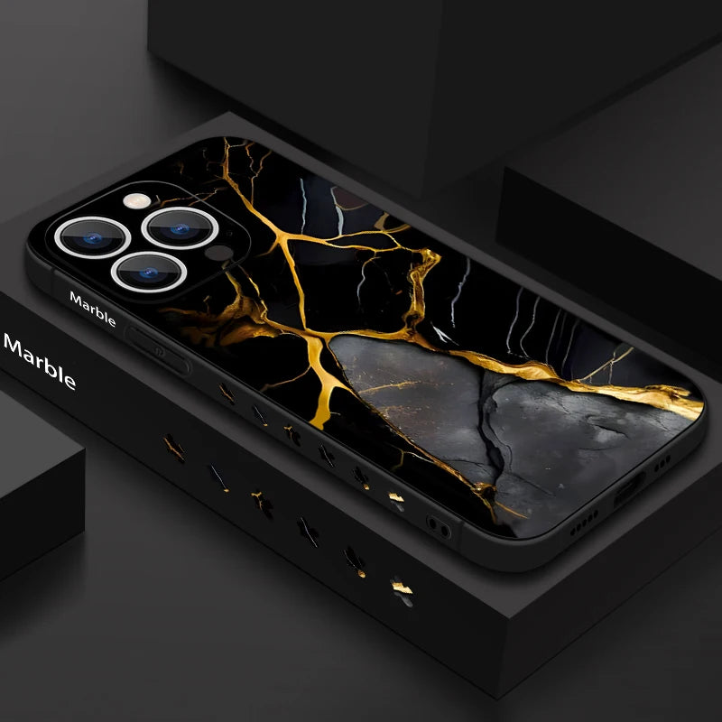 Marble Case For iPhone 15 Pro Max Coque Luxury Watercolor Shockproof Soft Cover For iPhone 16 17 14 13 12 Pro Max 11 16E 17 Air