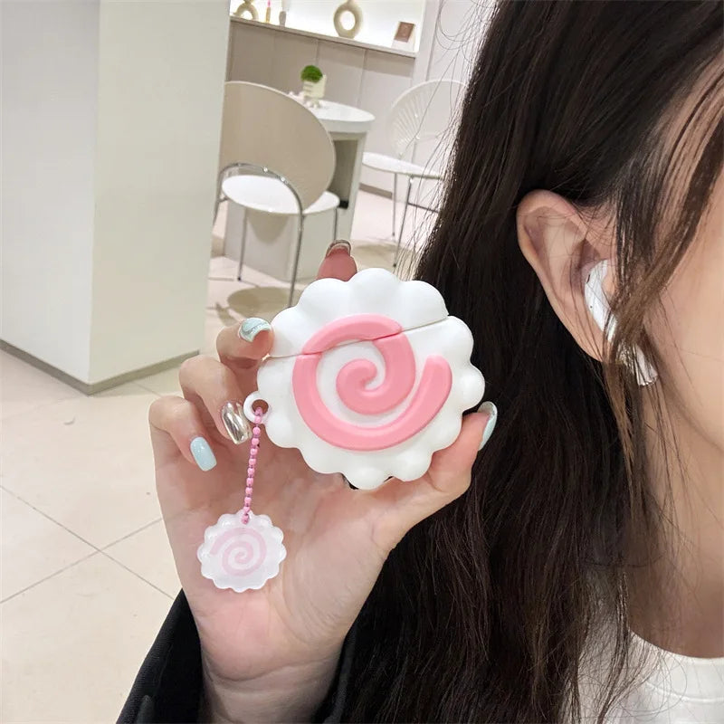 Cute Doughnut Headphone Case For AirPods 4 (2024) Airpod Pro 1 2 3 Bluetooth Earbuds Charging Box Protective Earphone Case Cover