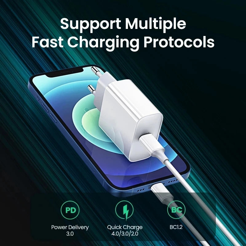 PD 40W téléphone chargeur rapide pour iPhone 17 16 15 14 13 12 11 Pro Max 8 Plus iPad Charge rapide Type C câble de Charge USB C ligne de données