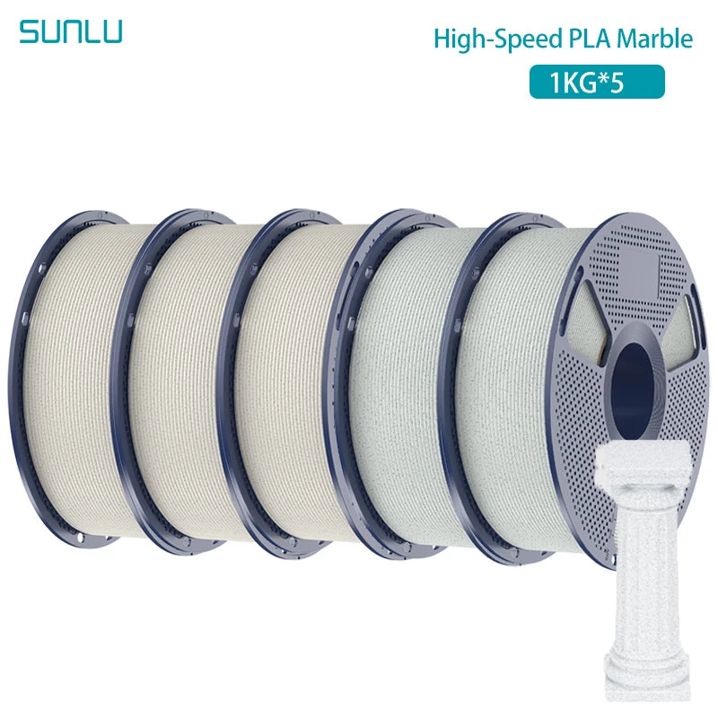 SUNLU 5KG High Speed PLA Marble Filament 1.75mm +/- 0.02 mm 1kg Spool (2.2lbs) High Speed Printing Filament Fit Most FDM Printer